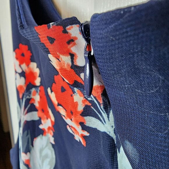 Studio One New York Dress Sz 12 Navy Orange Floral Sleeveless Midi NWT - Picture 6 of 6